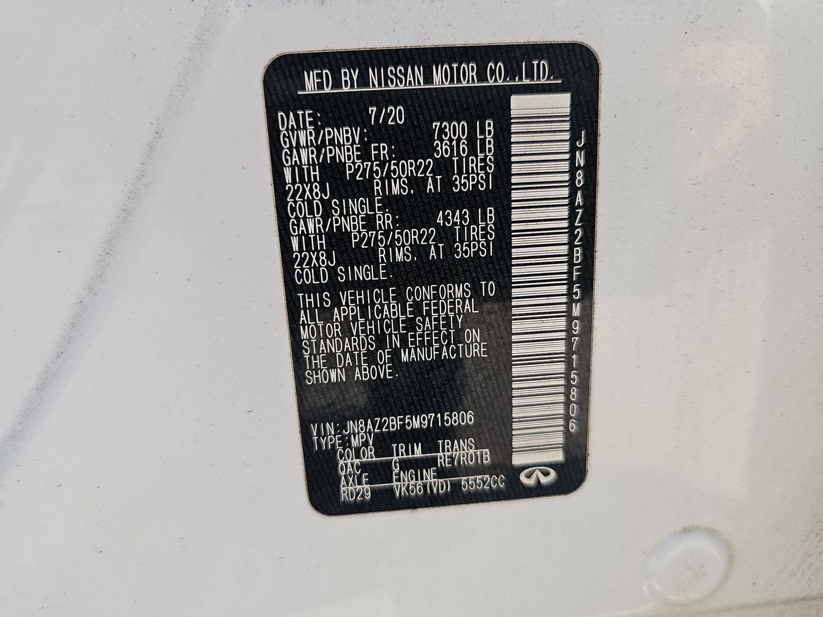 Vehicle - 20240905 2021 INFINITI QX80 JN8AZ2BF5M9715806